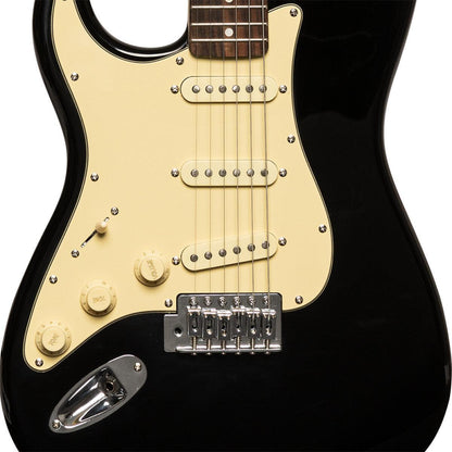 Stagg SES-30 BK LH – Venstrehåndet elguitar (sort)