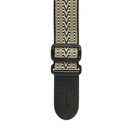 Stagg SWO COT RAF WH – Hvid guitarrem i vævet bomuld med rafter-mønster