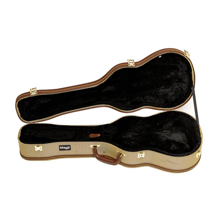 Stagg GCX-UKB GD – Deluxe hardcase til barytonukulele, Gold Tweed
