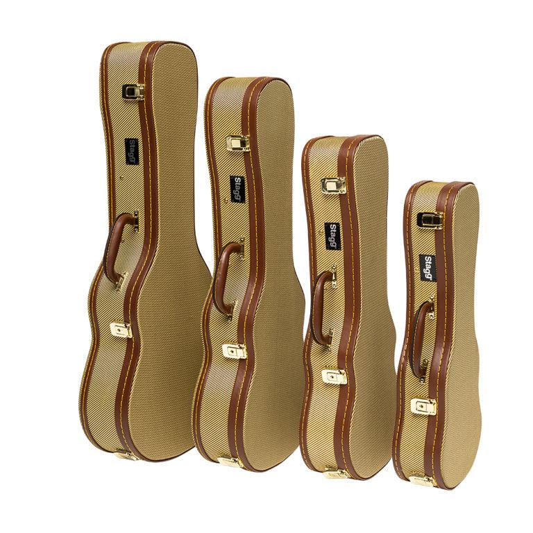Stagg GCX-UKB GD – Deluxe hardcase til barytonukulele, Gold Tweed