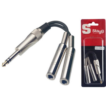 Stagg YC-0,1/1PS2PFH – Y-adapterkabel 6,3 mm stereo jack han til 2 x mono jack hun