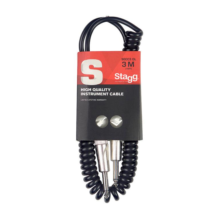 Stagg instrument spiral cable, Jack/Jack - 3 m