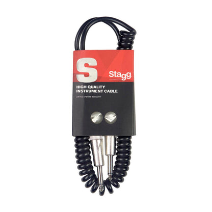 Stagg instrument spiral cable, Jack/Jack - 6 m
