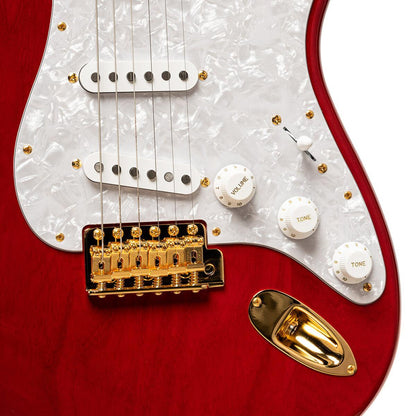 TOKAI TST118G SR/M Vintage solid body electric guitar, maple fingerboard, See Through Red finish + case 