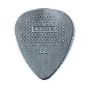 Gråt nylon guitarplektrum med tekstur og Max-Grip greb på overfladen