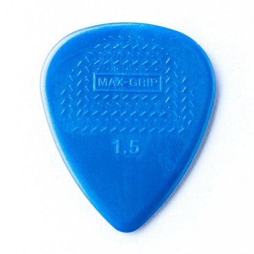 Blåt guitarplektre i nylon med max-grip tekstur og tykkelse 1,5 mm