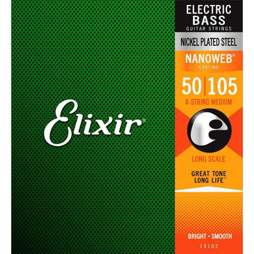 Elixir Nanoweb bas strenge med orange coating til 4-strenget elektrisk bas med lang levetid