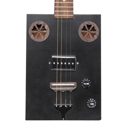 J.N Guitars CASK-HOGSCOAL Acoustic-electric Cigar Box Guitar med 4 strenge og sapele dæk