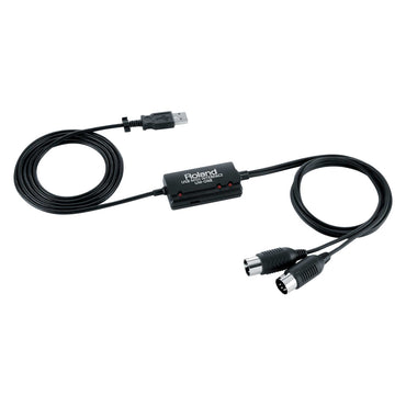 Sort USB-midi-kabel med DIN-stik og indikatorlamper til musikudstyr