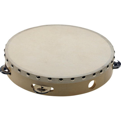 Stagg 10" wooden tambourine with natural skin and 1 row of bells
