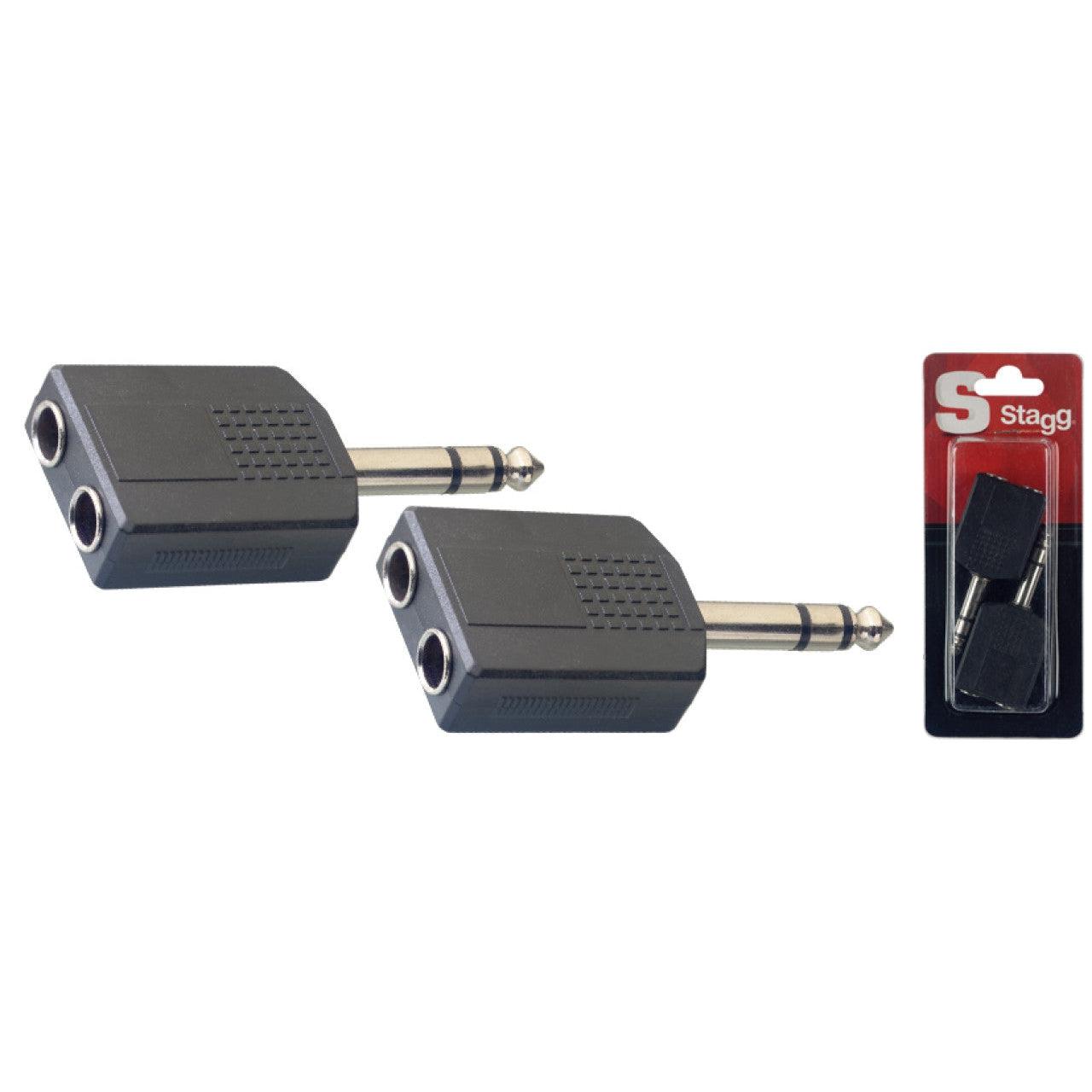Stagg AC-PMS2PFH – Adapter 2 x stereo jack hun til stereo jack han, 2 stk.