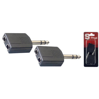 Stagg AC-PMS2PFH – Adapter 2 x stereo jack hun til stereo jack han, 2 stk.
