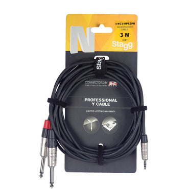 Stagg NYC(X)/MPS2PR – N Series Y-kabel 3,5 mm stereo mini-jack til 2 x 6,3 mm mono jack