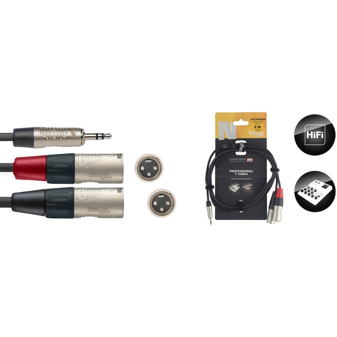 Stagg NYC(X)/MPS2XMR – N Series Y-kabel 3,5 mm stereo mini-jack til 2 x XLR han