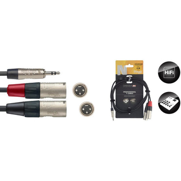 Stagg NYC(X)/MPS2XMR – N Series Y-kabel 3,5 mm stereo mini-jack til 2 x XLR han
