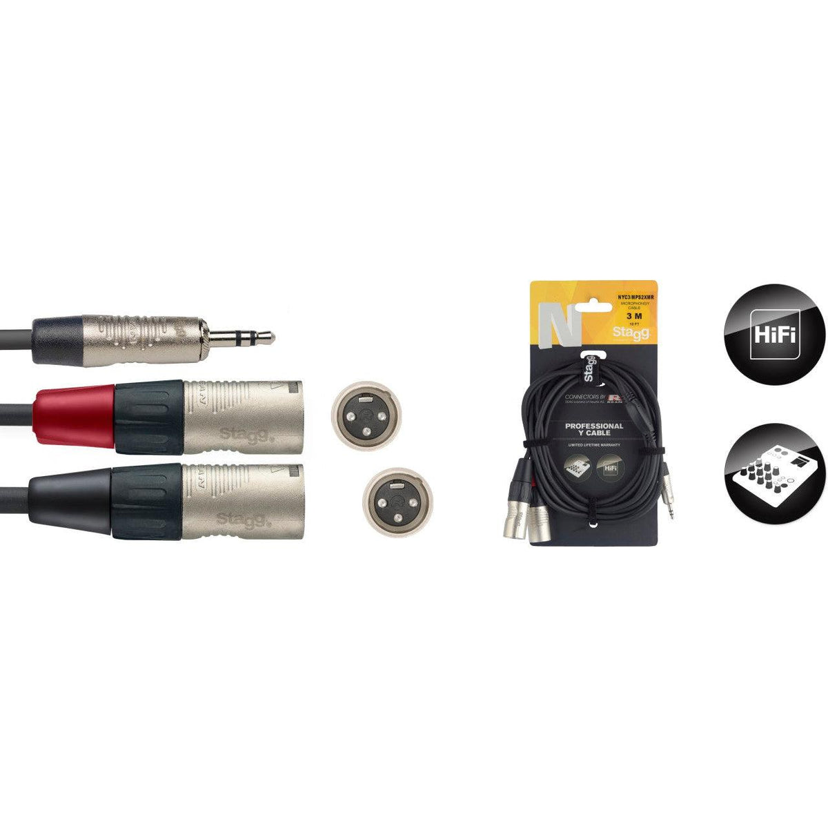 Stagg NYC(X)/MPS2XMR – N Series Y-kabel 3,5 mm stereo mini-jack til 2 x XLR han