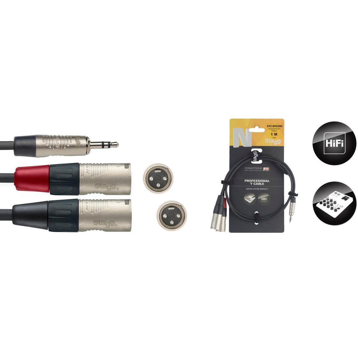Stagg NYC(X)/MPS2XMR – N Series Y-kabel 3,5 mm stereo mini-jack til 2 x XLR han