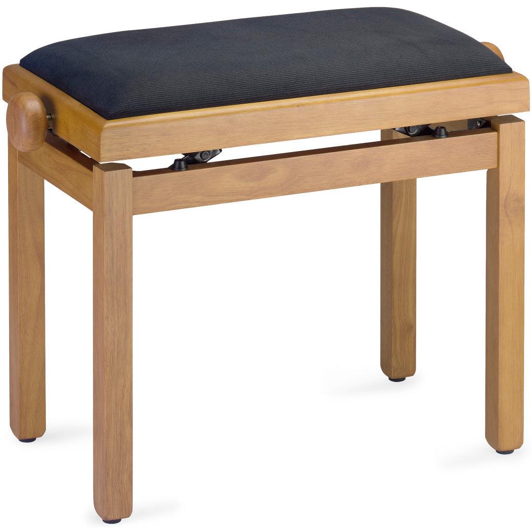 Stagg PB39 piano bench, matt natural oak w/black velvet seat