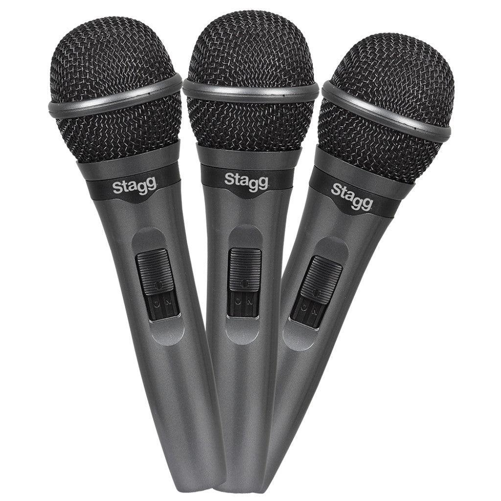 Stagg Set Of 3 Cardioid Dynamic Microphones For Live Performances