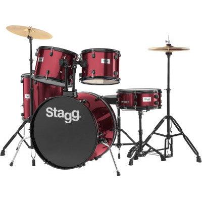 Stagg TIM122B WR – 5-delt trommesæt med hardware og bækkener, Wine Red