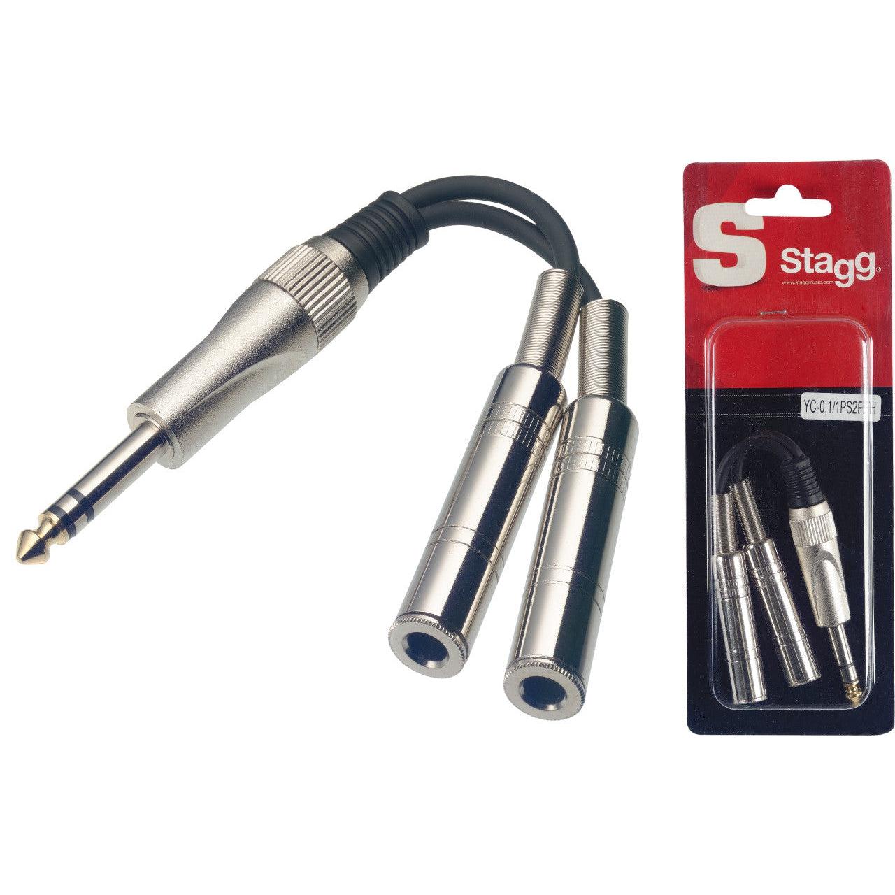 Stagg YC-0,1/1PS2PFH – Y-adapterkabel 6,3 mm stereo jack han til 2 x mono jack hun