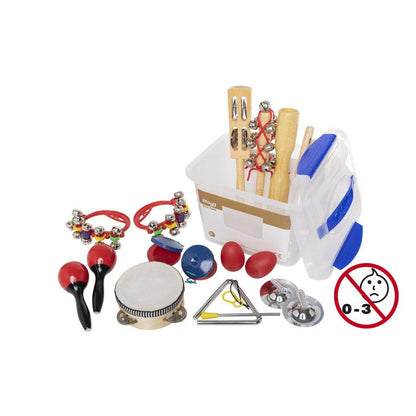 Stagg percussion set for children in a transparent plastic box with lid