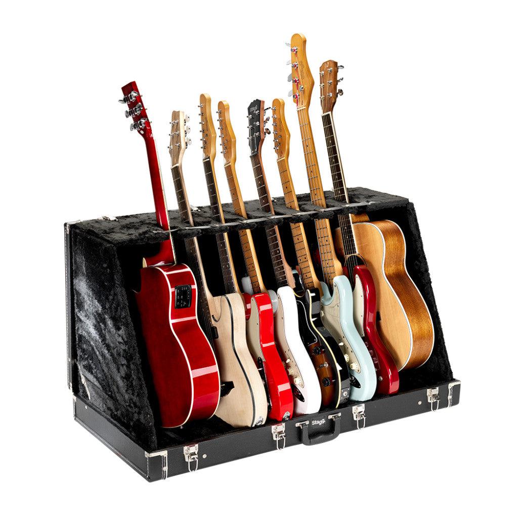 Stagg GDC-8 – Guitarstativ i transportkasse til 8 elguitarer eller 4 akustiske guitarer