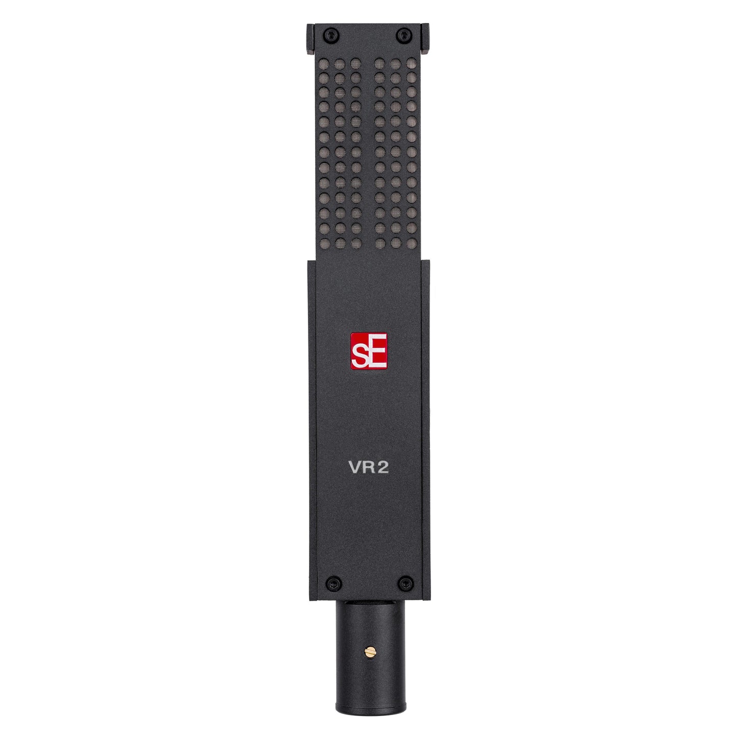 Sorte båndmikrofon med perforeret øvre del og sE Electronics logo i midten